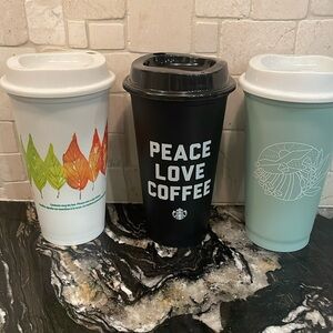 3 Starbucks Plastic Cups